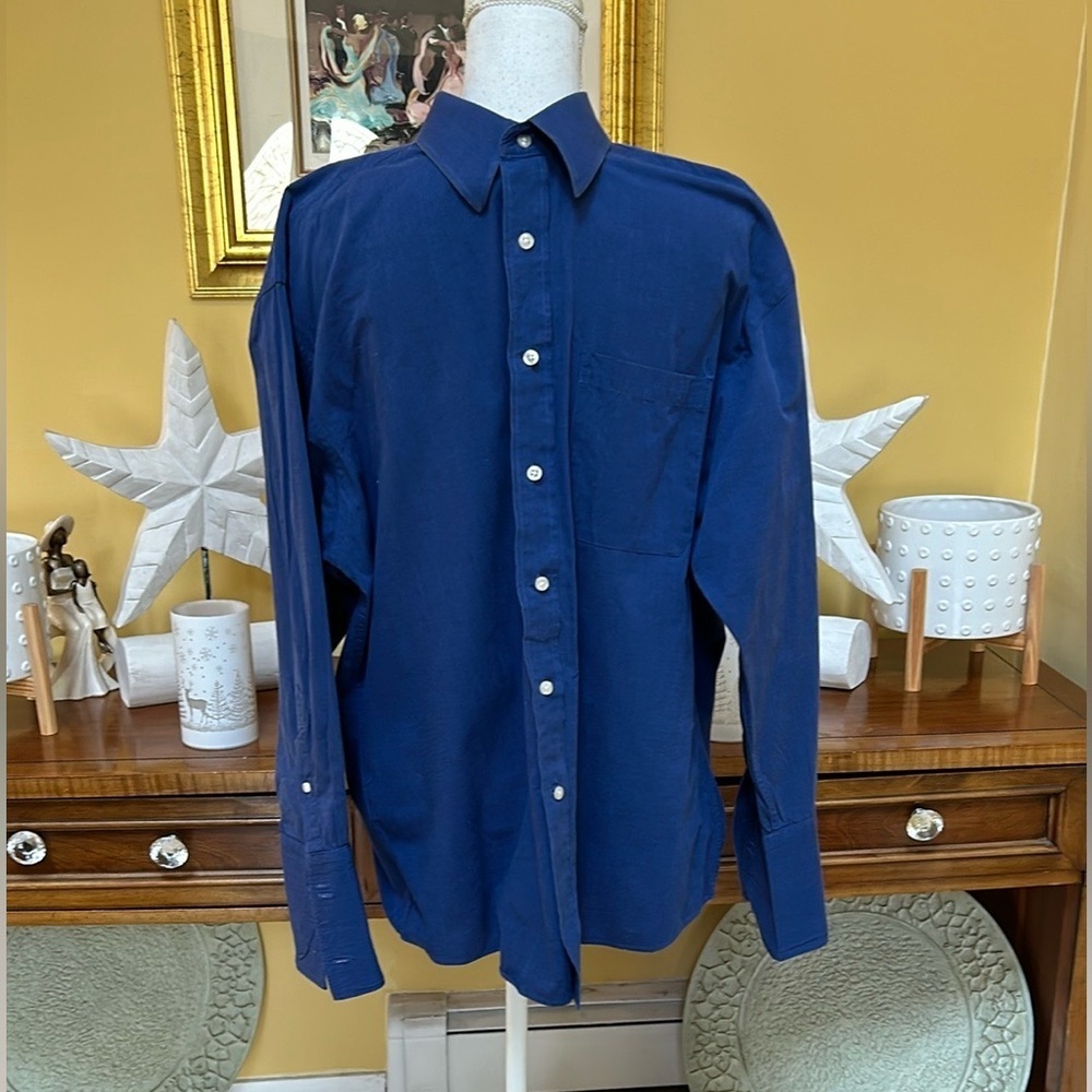 Vintage ChristianDior Blue Classic 100% Cotton Long Sleeve Dress Shirt Eu Sz 33